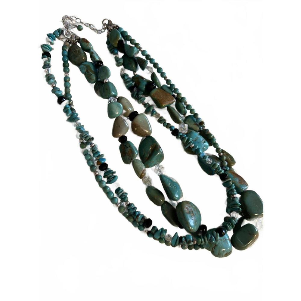Silpada Sterling Silver Turquoise Obsidian 4-Strand Necklace - Picture 3 of 9